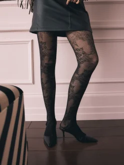 Rockett St George Black Floral Tights