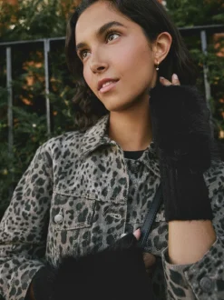 Rockett St George Black Faux Fur Handwarmers Gloves