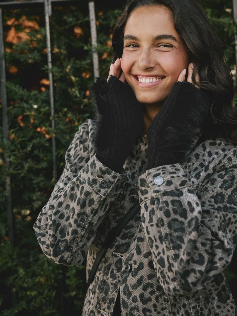 Rockett St George Black Faux Fur Handwarmers Gloves