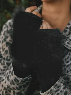 Rockett St George Black Faux Fur Handwarmers Gloves