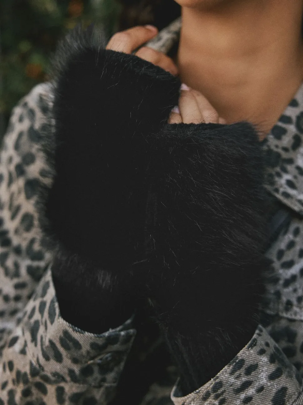 Rockett St George Black Faux Fur Handwarmers Gloves