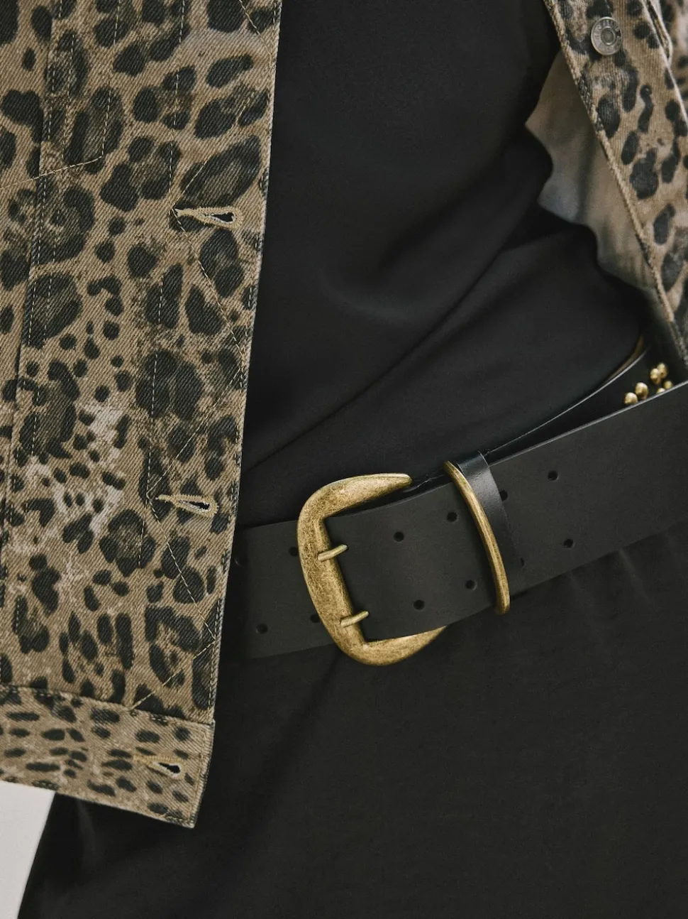 Rockett St George Black Leather Magic and Star Dust Chunky Studded Belt