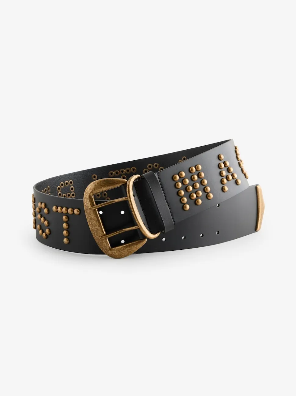 Rockett St George Black Leather Magic and Star Dust Chunky Studded Belt