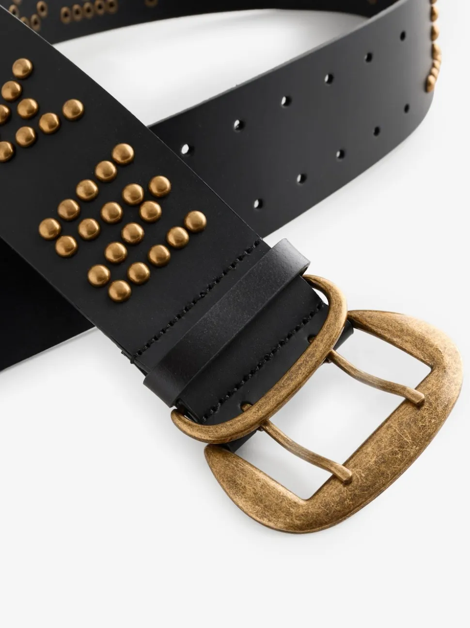 Rockett St George Black Leather Magic and Star Dust Chunky Studded Belt