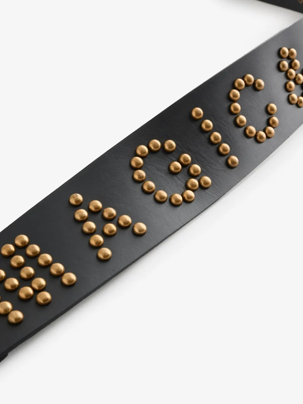 Rockett St George Black Leather Magic and Star Dust Chunky Studded Belt