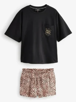 Rockett St George Black T-Shirt Short Pyjamas Set