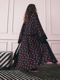 Rockett St George Black/Red Lips Jersey Robe