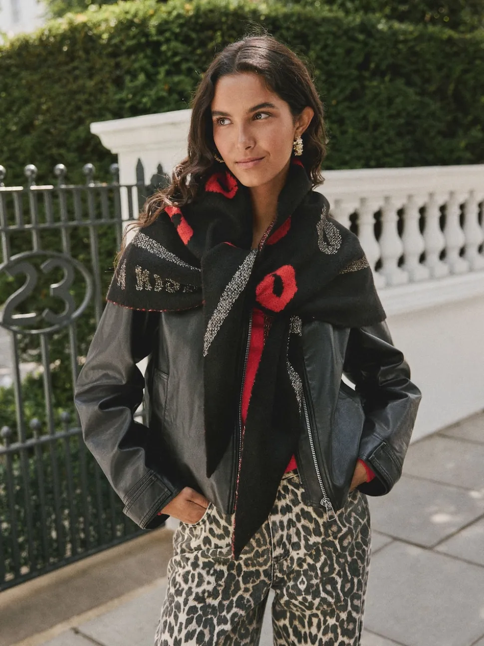 Rockett St George Black/Red Lips Midweight Scarf