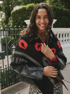 Rockett St George Black/Red Lips Midweight Scarf