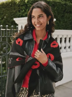 Rockett St George Black/Red Lips Midweight Scarf