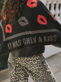 Rockett St George Black/Red Lips Midweight Scarf
