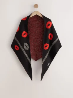 Rockett St George Black/Red Lips Midweight Scarf