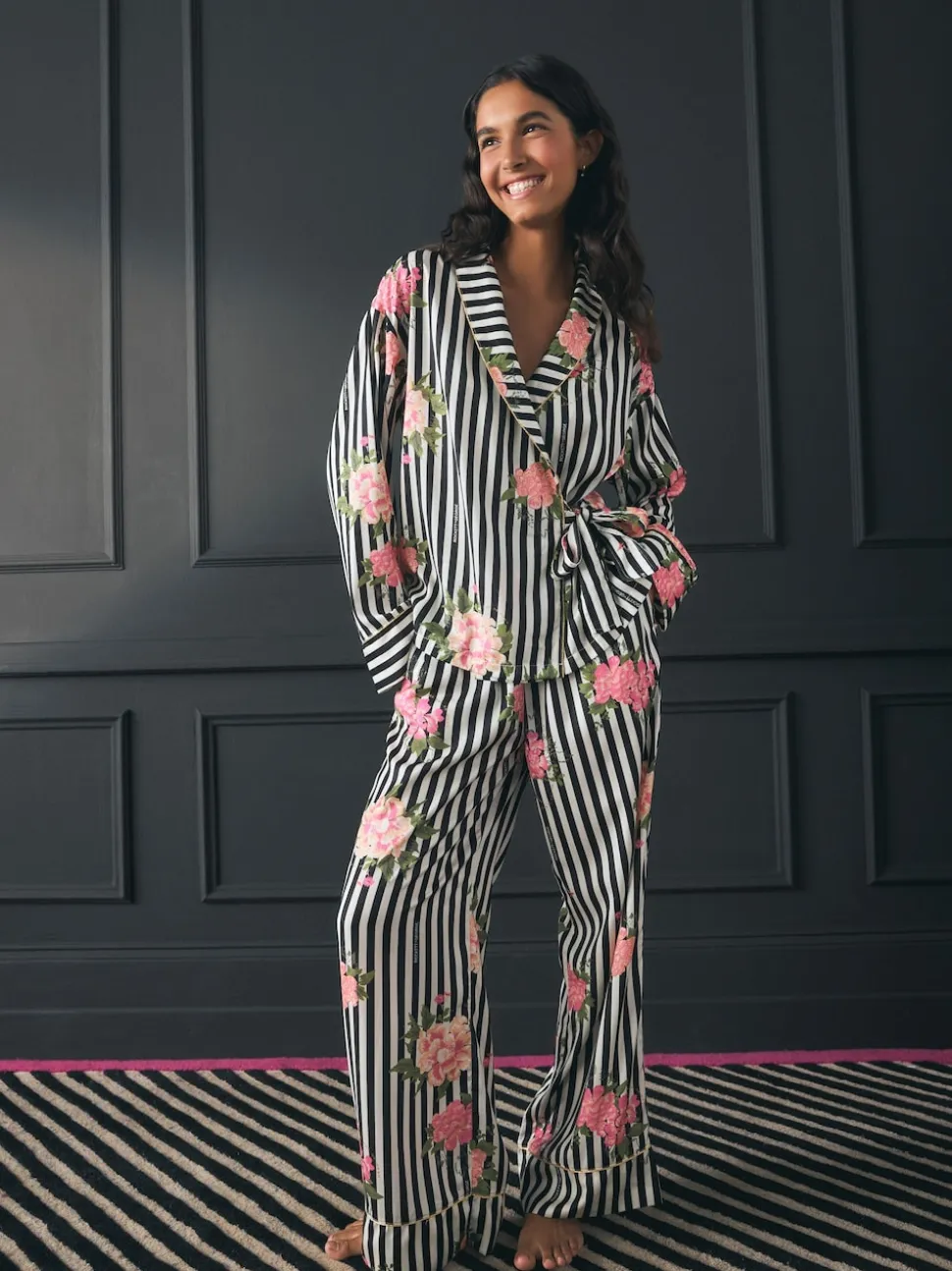 Rockett St George Black/White Flower Power Tie Side Pyjamas