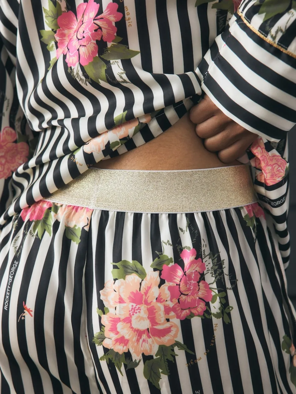 Rockett St George Black/White Flower Power Tie Side Pyjamas