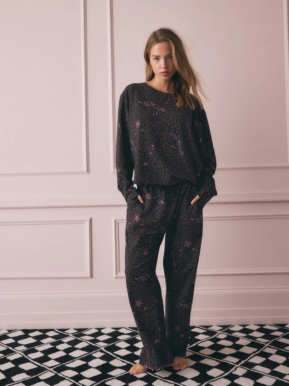 Rockett St George Chocolate Brown Leopard Tattoo Twosie Pyjamas