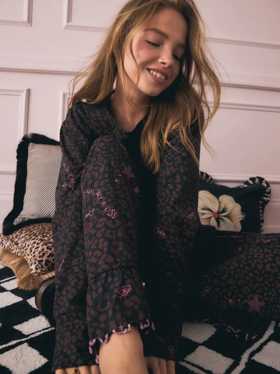 Rockett St George Chocolate Brown Leopard Tattoo Twosie Pyjamas