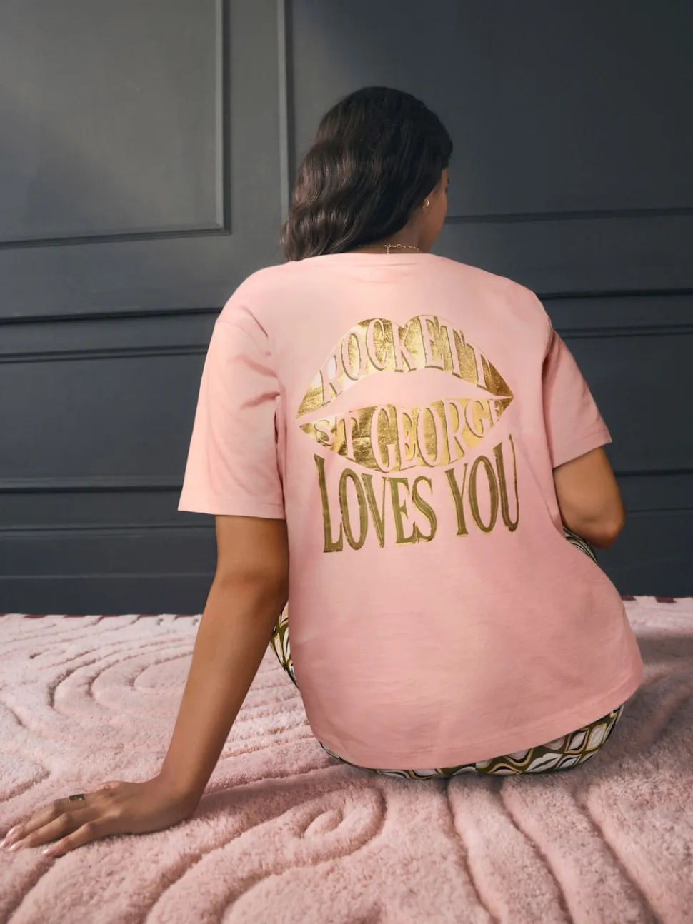 Rockett St George Khaki Green Lips Jersey Pyjamas