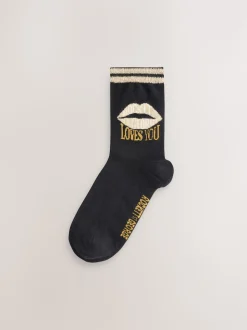 Rockett St George Monochrome Animal Print 4 Pack Ankle Socks