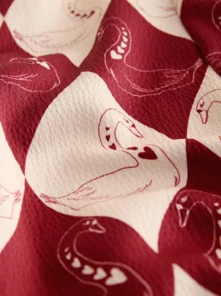 Rockett St George Red Argyle Swan Textured Satin Button Through Pyjamas