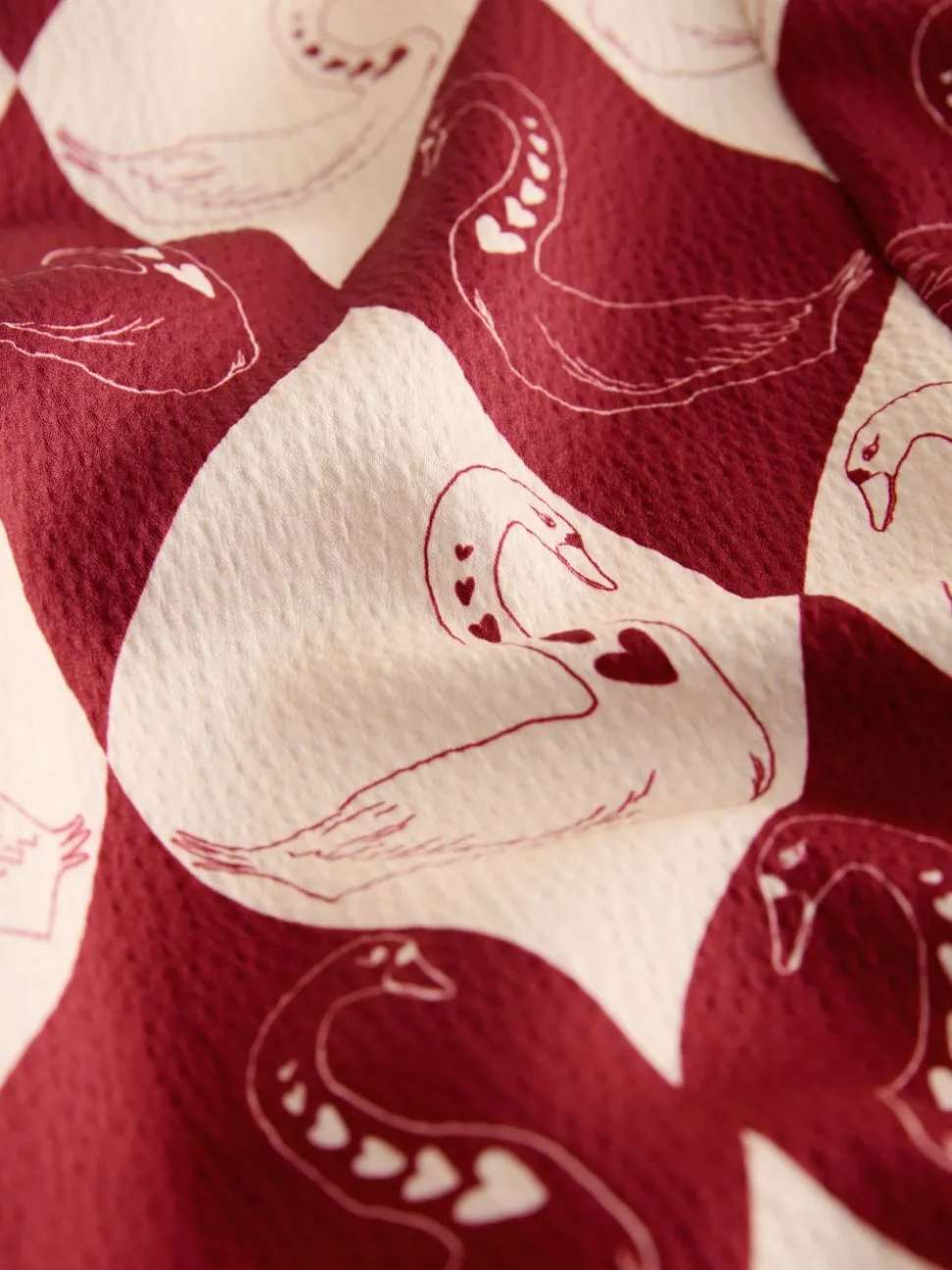 Rockett St George Red Argyle Swan Textured Satin Button Through Pyjamas