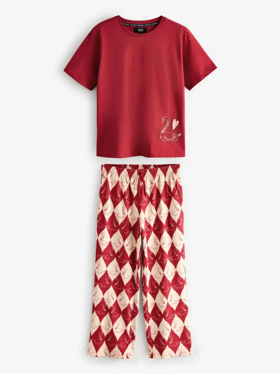 Rockett St George Red Argyle Swan Jersey Pyjamas