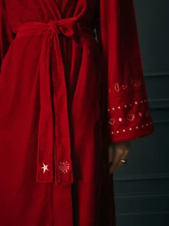 Rockett St George Red Velvet and Beaded Heart Robe