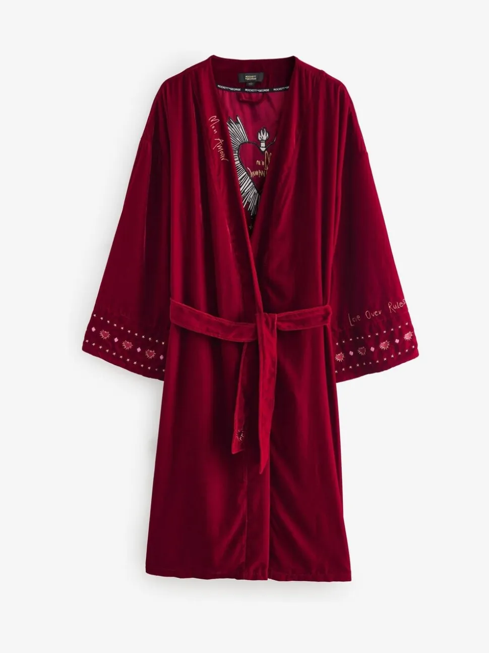 Rockett St George Red Velvet and Beaded Heart Robe