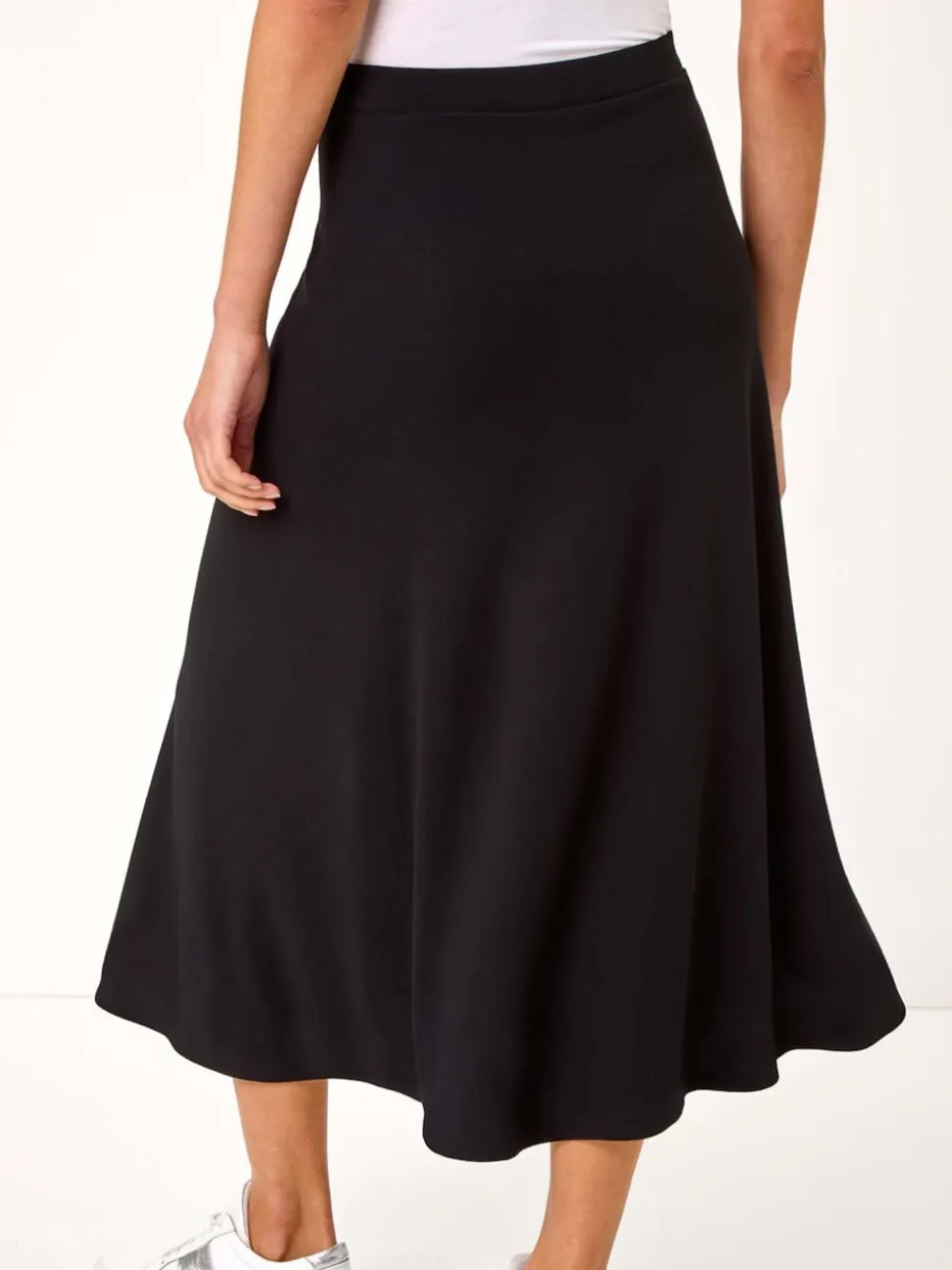 Roman Black A-Line Pull On Stretch Skirt