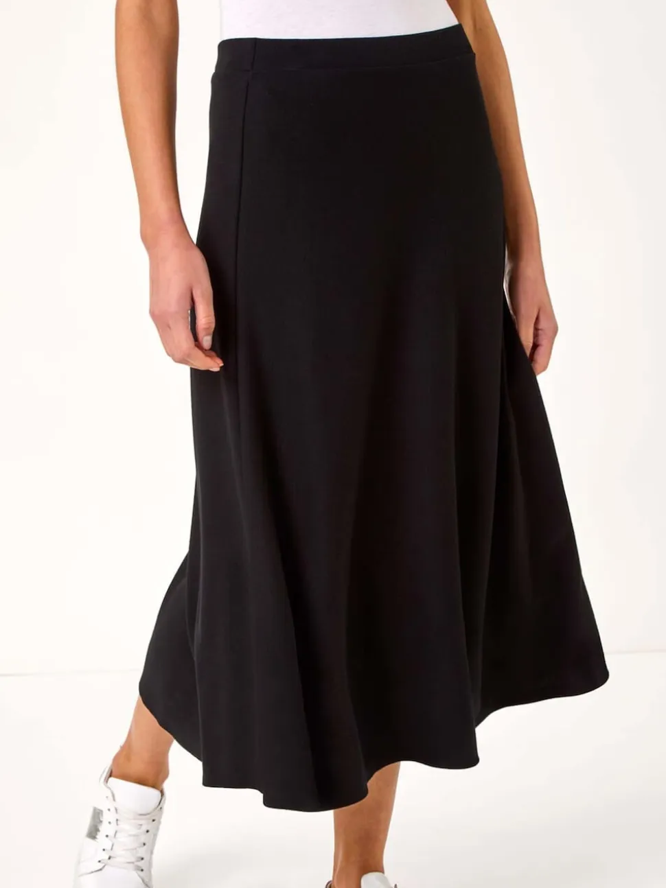 Roman Black A-Line Pull On Stretch Skirt
