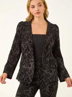 Roman Black Flocked Premium Stretch Blazer