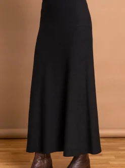 Roman Black Knitted Midi Stretch Skirt