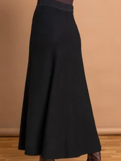Roman Black Knitted Midi Stretch Skirt