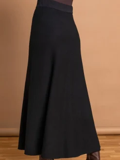 Roman Black Knitted Midi Stretch Skirt