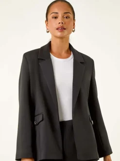 Roman Black Petite Pocket Detail Stretch Blazer
