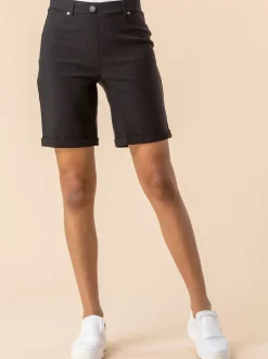 Roman Black Turned Hem Stretch Shorts