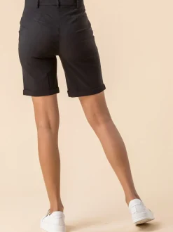 Roman Black Turned Hem Stretch Shorts