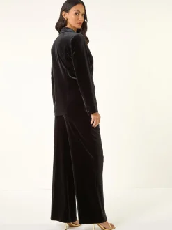 Roman Black Velvet Single Breasted Blazer