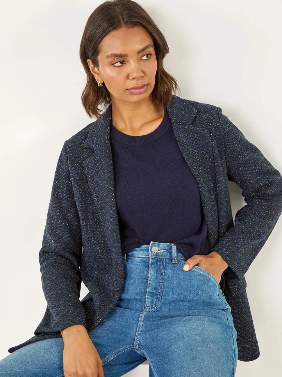 Roman Blue Boucle Jersey Blazer