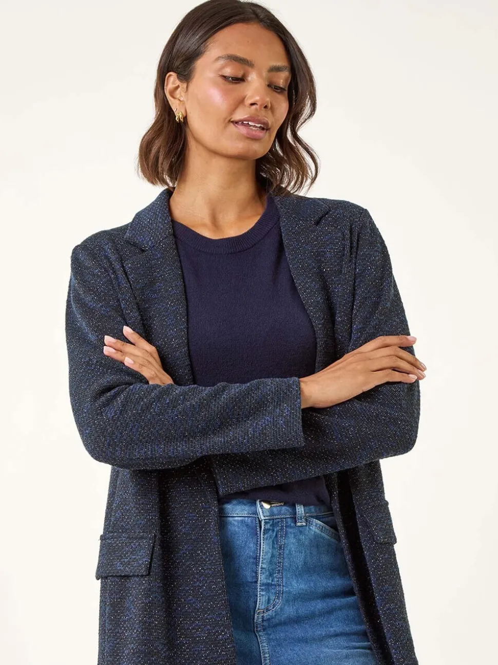 Roman Blue Boucle Jersey Blazer