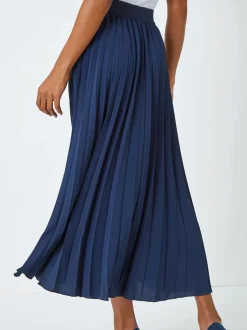 Roman Blue Pleated Maxi Skirt