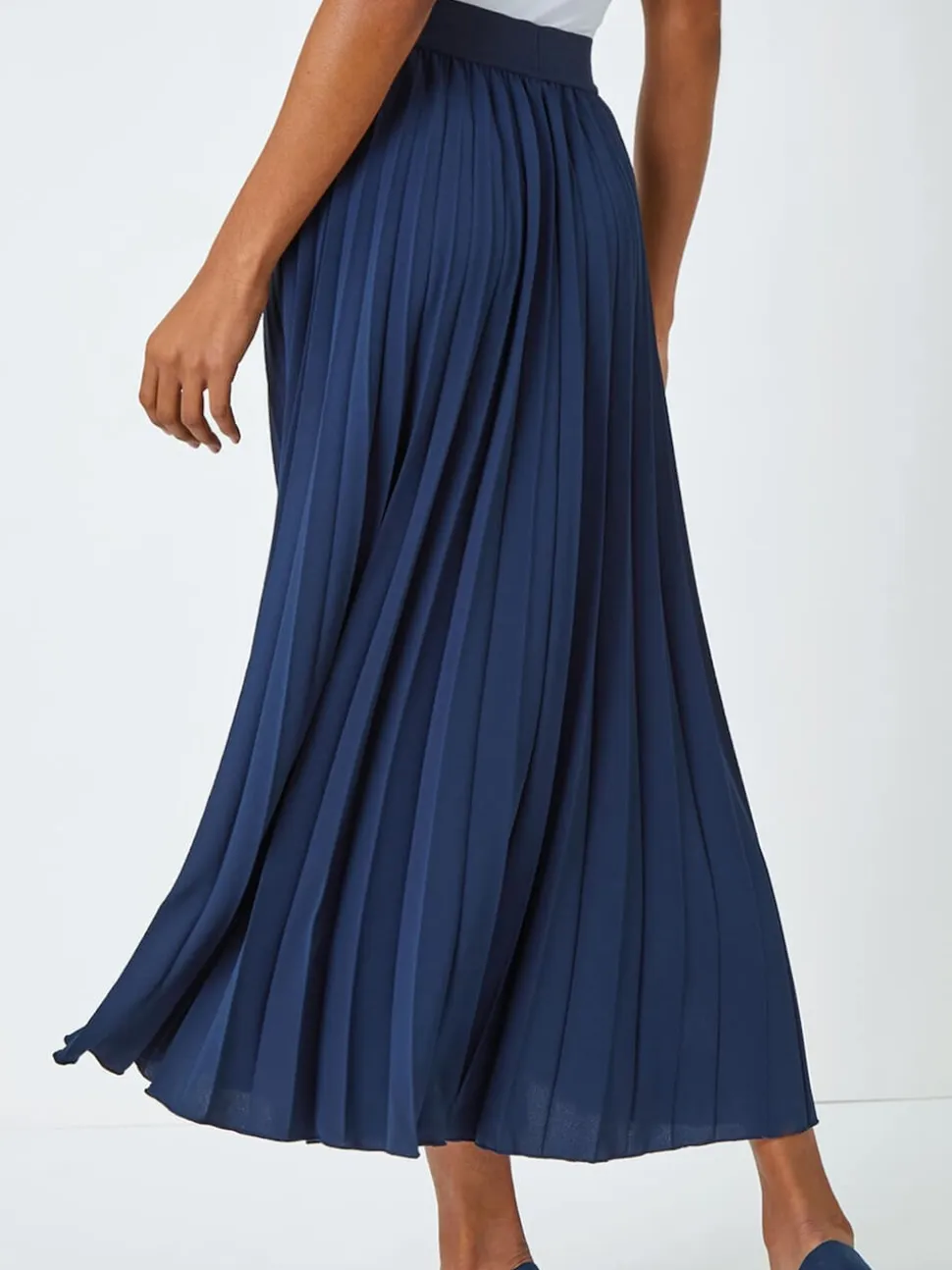 Roman Blue Pleated Maxi Skirt