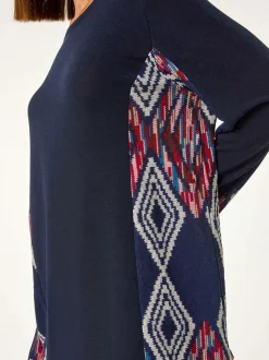 Roman Blue Side Printed Stretch Tunic Top