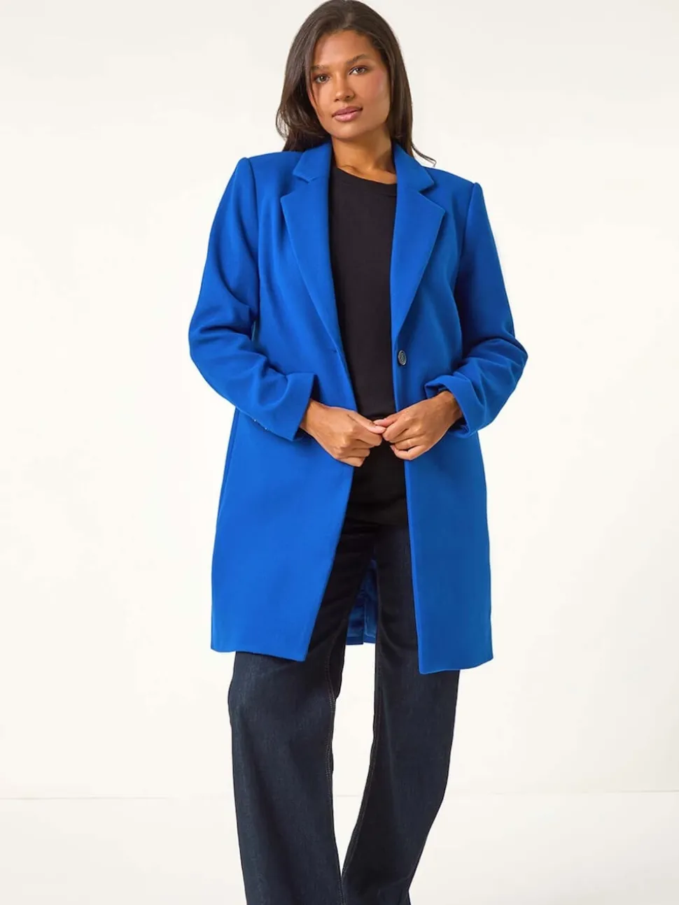 Roman Blue Tailored Single Breasted Coat