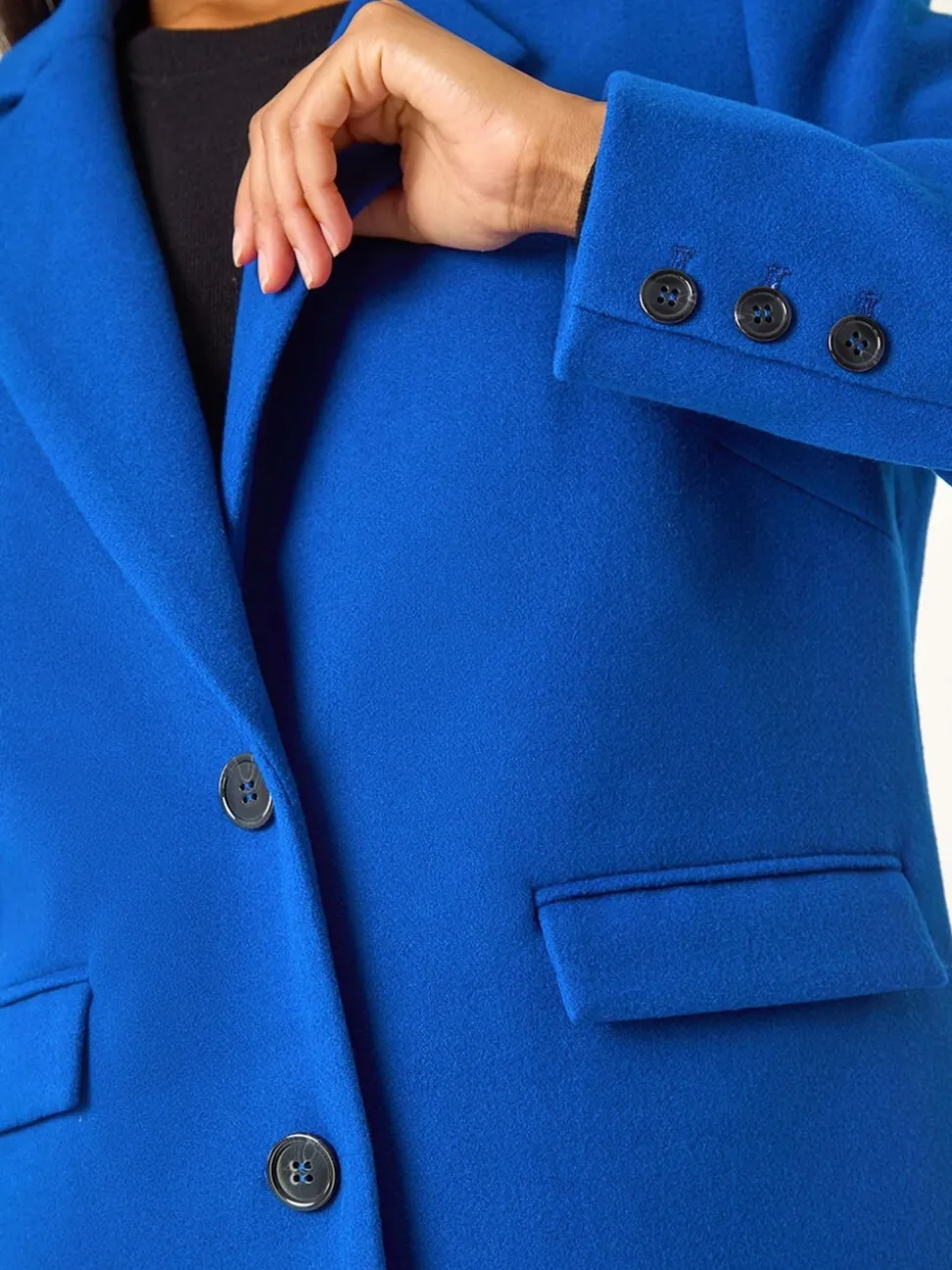 Roman Blue Tailored Single Breasted Coat
