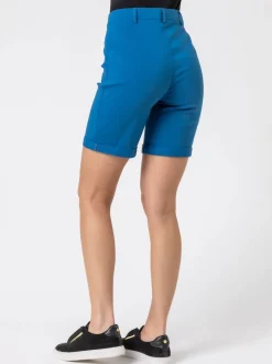 Roman Blue Turned Hem Stretch Shorts