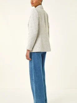 Roman Cream Boucle Frayed Edge Jacket