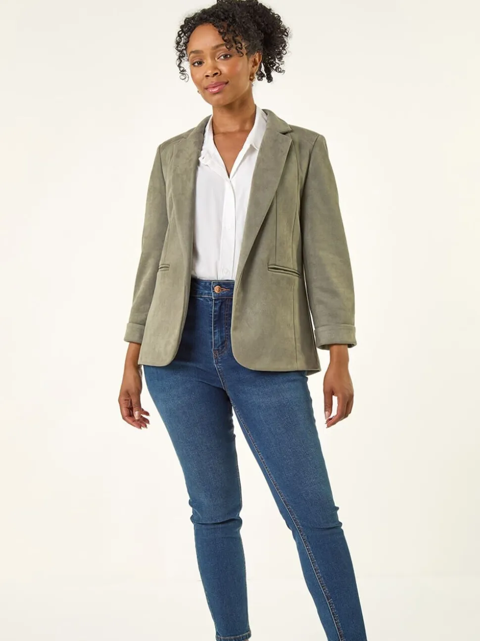 Roman Green Petite Suedette Blazer
