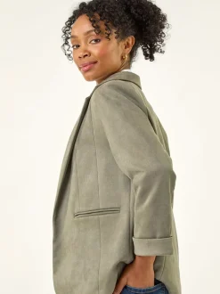 Roman Green Petite Suedette Blazer