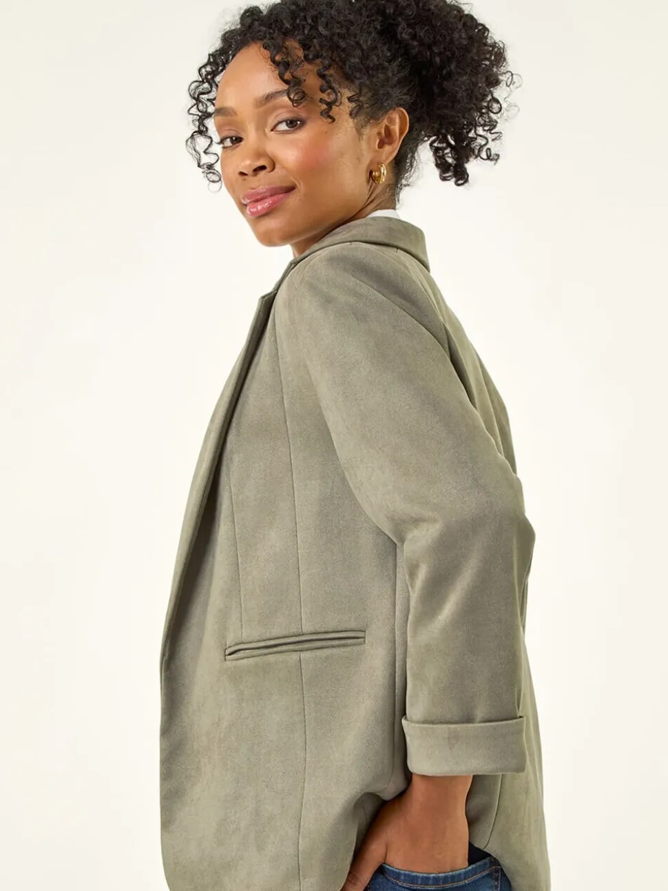 Roman Green Petite Suedette Blazer