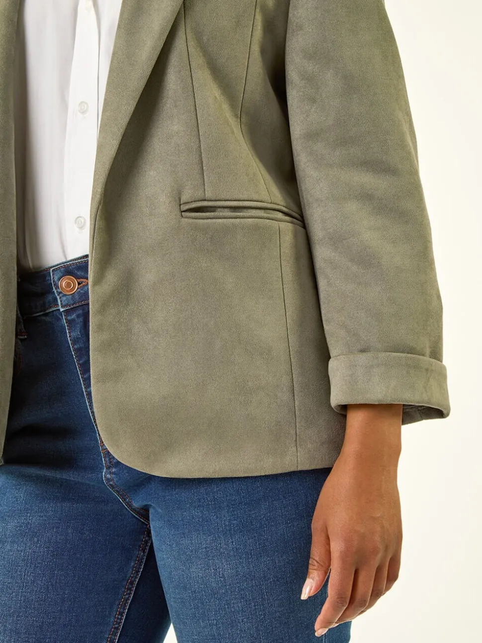 Roman Green Petite Suedette Blazer
